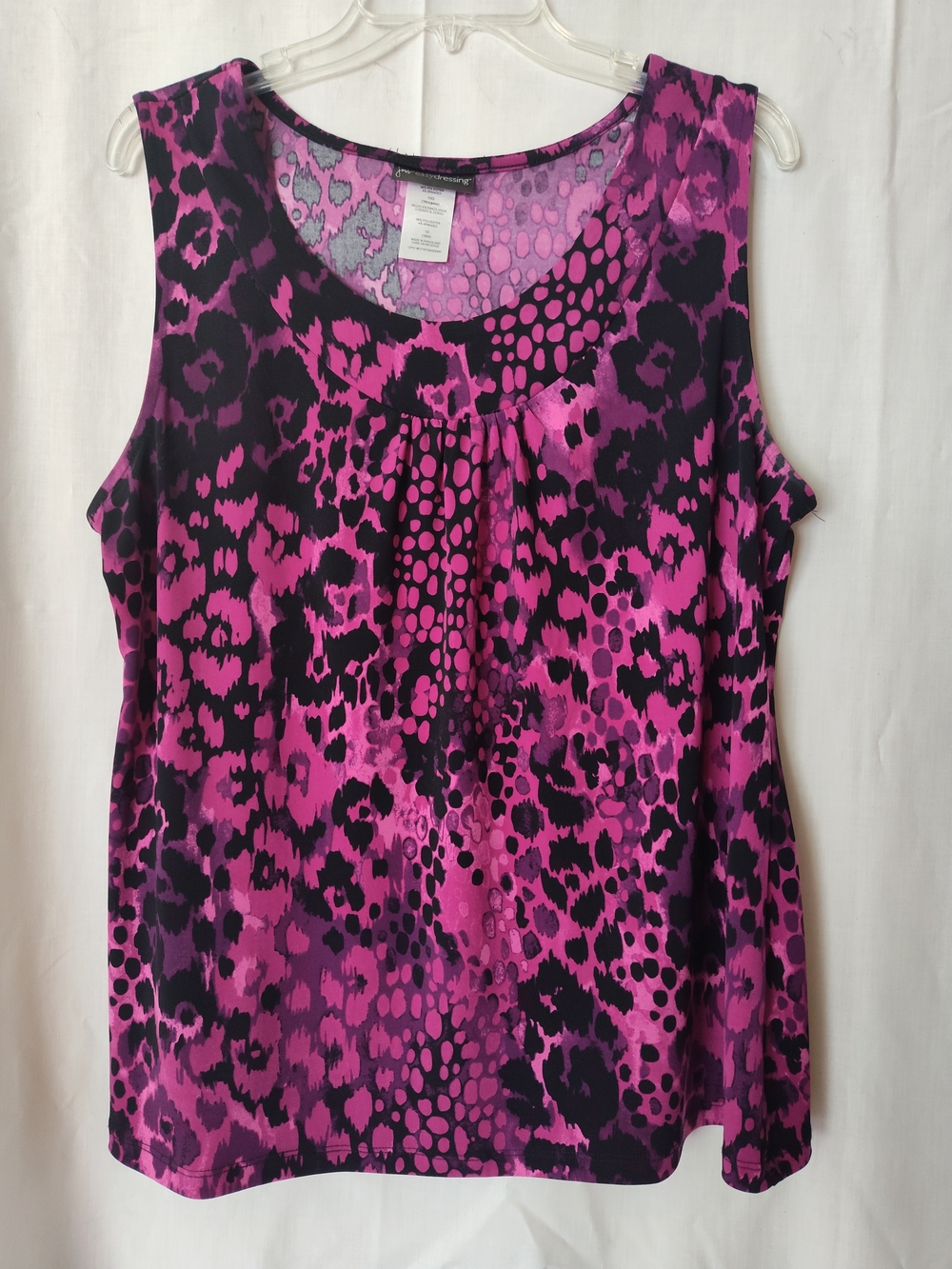 Jms Easy Dressing Magenta Animal Print Sleeveless Top, Size 16W (1X)